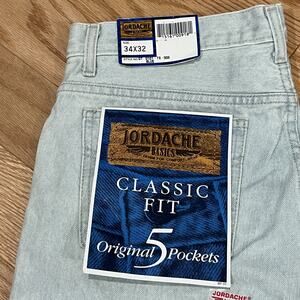 Vintage Y2K Deadstock NWT Jordache Relaxed Fit Denim Blue Jeans Men's 34x32 NEW